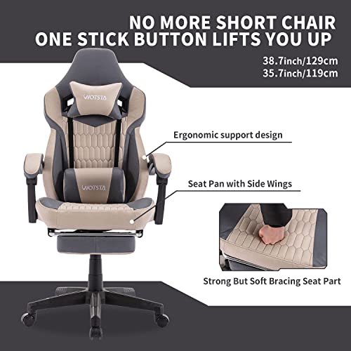 Grey Racing Style Gaming Chair with Footrest