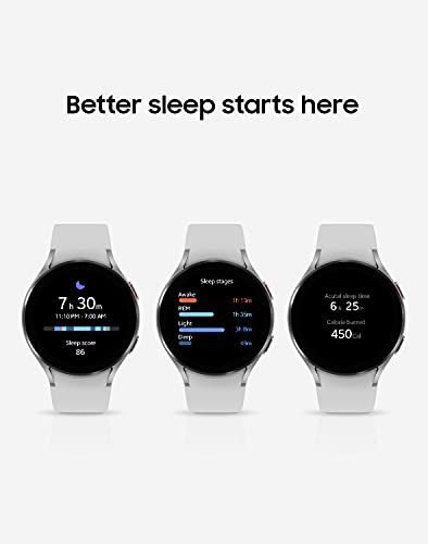 SAMSUNG Galaxy Watch 4 44mm Smartwatch with ECG Monitor Tracker for Health, Fitness, Running, Sleep Cycles, GPS Fall Detection, Bluetooth, US Version, Silver