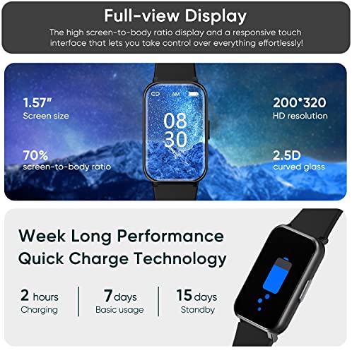 DoSmarter Fitness Tracker with 7/24 Heart Rate Blood Oxygen Monitor, Step Calories Counter Sleep Tracking Smartwatch with 7-Day Battery Life, Fitness Watch for Women Men, Graphite Black