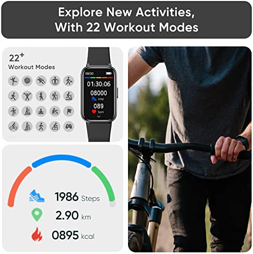 DoSmarter Fitness Tracker with 7/24 Heart Rate Blood Oxygen Monitor, Step Calories Counter Sleep Tracking Smartwatch with 7-Day Battery Life, Fitness Watch for Women Men, Graphite Black