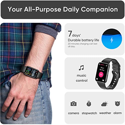 DoSmarter Fitness Tracker with 7/24 Heart Rate Blood Oxygen Monitor, Step Calories Counter Sleep Tracking Smartwatch with 7-Day Battery Life, Fitness Watch for Women Men, Graphite Black