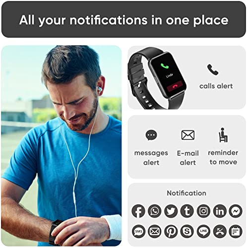 DoSmarter Fitness Tracker with 7/24 Heart Rate Blood Oxygen Monitor, Step Calories Counter Sleep Tracking Smartwatch with 7-Day Battery Life, Fitness Watch for Women Men, Graphite Black