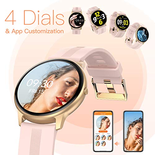 Pink AGPTEK Smartwatch for Women - IP68 Waterproof