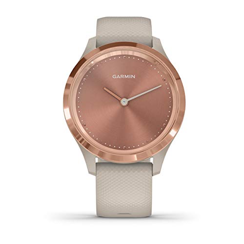 Garmin Hybrid Smartwatch with Real Watch Hands and Hidden Color Touchscreen Displays,Sleep Monitor rose gold with light sand case and band, 39mm, 010-02238-02