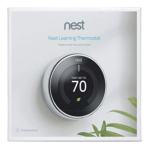 Google Nest T3019US Learning Thermostat 3rd Gen Smart Thermostat, Polished Steel Bundle with 2-Pack Deco Gear WiFi Smart Plug
