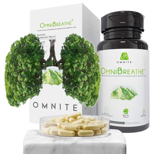 OMNIBREATHE - Blend w. NAC & Natural Herbs for Asthma Relief,Bronchial Health,Lung Cleanse and Detox for Smokers,Respiratory Wellness,Naturally Reduce Cough & Clear Mucus/Phlegm,60 Veg Capsules
