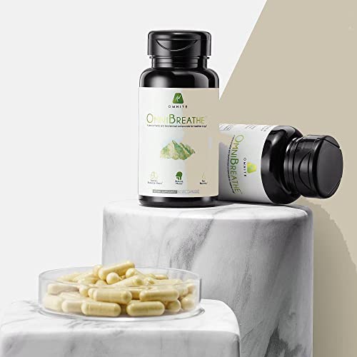 OMNIBREATHE - Blend w. NAC & Natural Herbs for Asthma Relief,Bronchial Health,Lung Cleanse and Detox for Smokers,Respiratory Wellness,Naturally Reduce Cough & Clear Mucus/Phlegm,60 Veg Capsules