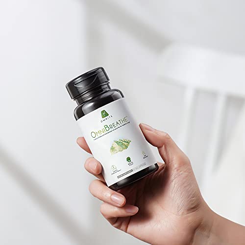 OMNIBREATHE - Blend w. NAC & Natural Herbs for Asthma Relief,Bronchial Health,Lung Cleanse and Detox for Smokers,Respiratory Wellness,Naturally Reduce Cough & Clear Mucus/Phlegm,60 Veg Capsules