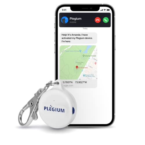 Plegium Smart Bluetooth Emergency - Personal Alarm Safety Keychain - Clip-On Silent Panic Button Sends Free GPS Tracker Location SMS/Calls to Emergency Contacts, Personal safety for women self-defense