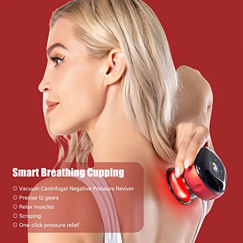 Electric Cupping Therapy Massager Device Tool Scraping Hot Compress Suck Function for Arms Back Waist Legs Abdomen Gua Sha All Body Relaxing, Electric Pressure Vacuum Cupping Machine Set… (1 Pcs)