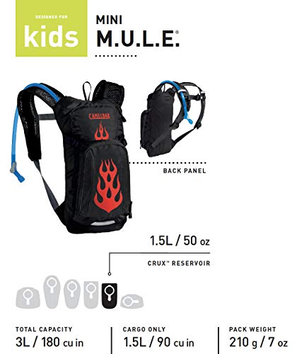 CamelBak Mini M.U.L.E. Kids Hydration Backpack, 50 oz, Baton Rouge/ Flames