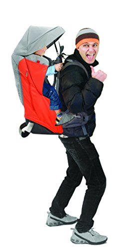 phil&teds Escape Child Carrier Frame Backpack, Red – Height Adjustable Body-Tech Harness - Articulating Dual Core Waist Belt – Includes Hood, Daypack, Change Mat – 30L Storage – 2 Year Guarantee