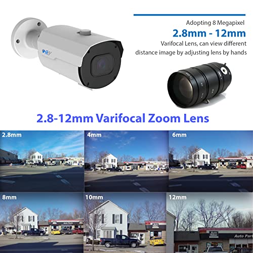 GW Security 16 Channel NVR 4K 8MP PoE 2.8-12mm Varifocal Zoom Security Camera System with 16 x 4K 8MP IP Microphone Waterproof Smart AI Bullet Camera, Face Recognition/Human/Vehicle Detection