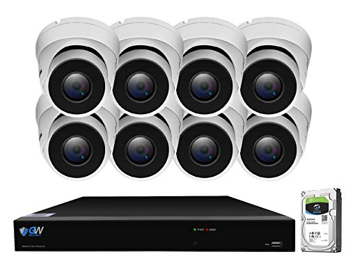 GW Security 8 Channel Smart AI PoE NVR Ultra-HD 4K (3840x2160) Security Camera System with 8 x 4K (8MP) 2160P Face Recognition/Human/Vehicle Detection Waterproof Microphone IP Dome Camera