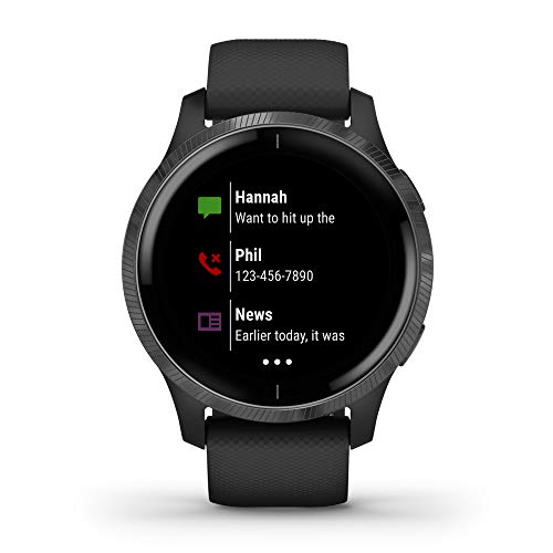 Garmin 010-02173-11 Venu, GPS Smartwatch with Bright Touchscreen Display, Features Music, Body Energy Monitoring, Animated Workouts, Pulse Ox Sensor and More, Black