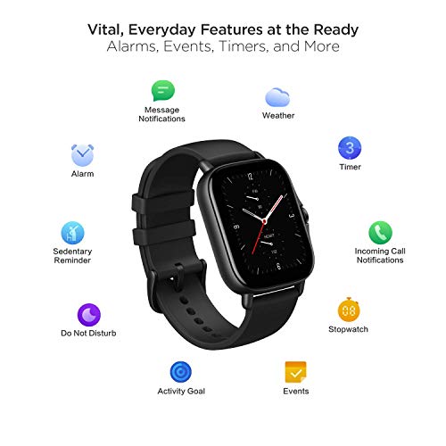 Amazfit GTS 2e Smart Watch for Men,14 Day Battery Life, Alexa Built-In, GPS, Health Fitness Tracker, Blood Oxygen Heart Rate Sleep Monitoring, 5 ATM Water Resistant Android iPhone Compatible-Black