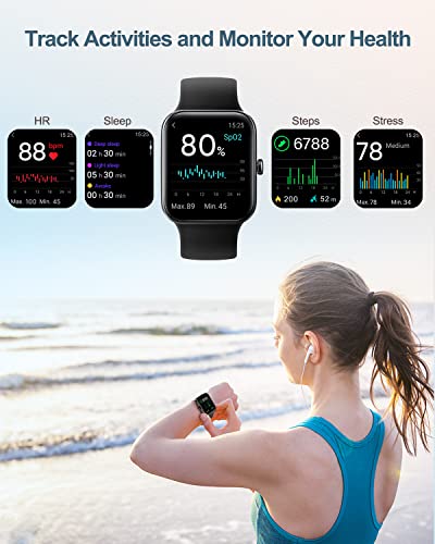 aeac Smart Watch for Women Men,1.69" Touch Screen Fitness Tracker for iPhone Android Phone IP68 Waterproof,Finess Watch with Step Calorie Counter Sleep Monitoring Pedometer Watches