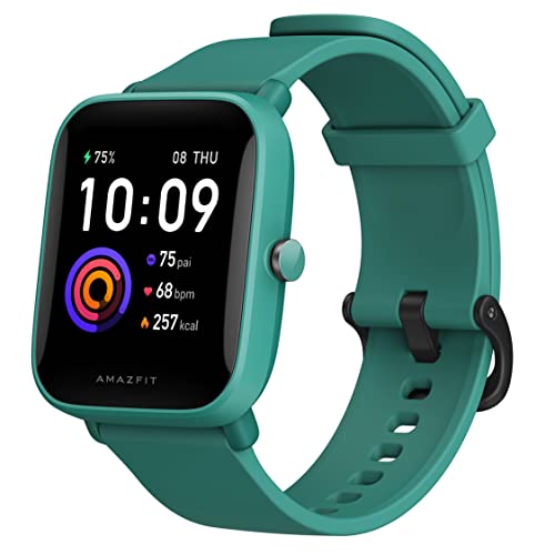 Amazfit Bip U Smart Watch Fitness Tracker for Men, 60+ Sports Modes, 9-Day Battery Life, Blood Oxygen Breathing Heart Rate Sleep Monitor, 5 ATM Water Resistant, for iPhone Android Phone (Green)