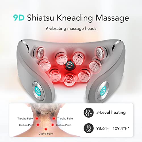 SKG Neck Massager with Heat, Cordless Vibration Infrared Neck Massager Deep Tissue for Pain Relief, Portable Electric Massager Smart Neck Relaxer Use at Car Home Office G7 PRO