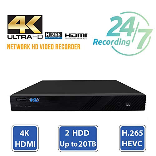 GW Security 16 Channel 4K NVR 5MP POE Audio & Video Smart AI Security Camera System - 16 x 5MP 1920P Weatherproof Bullet Cameras, Built in Microphone, Pre-Installed 4TB Hard Drive