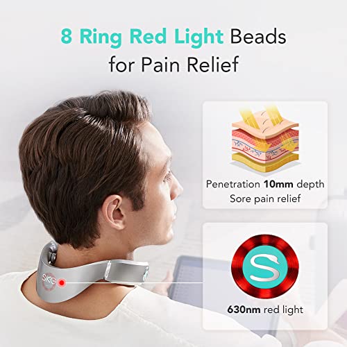 SKG Neck Massager with Heat, Cordless Vibration Infrared Neck Massager Deep Tissue for Pain Relief, Portable Electric Massager Smart Neck Relaxer Use at Car Home Office G7 PRO