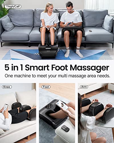 RENPHO Foot & Calf Massager, Smart Foot Massager Machine with App, Foot Massager for Plantar Fasciitis with Remote, Shiatsu Foot Massager, Electric Foot Massager with Heat, for Foot, Calf, Arm, Thigh