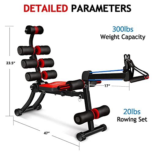 BODY RHYTHM 22 in 1 Wonder Master Core & Abdominal Workout Equipment, Foldable & Adjustable Rowing Machine, Core Strength Training& Abdominal Exercise Trainers with 22 Ways to Exercise for Home Gym.