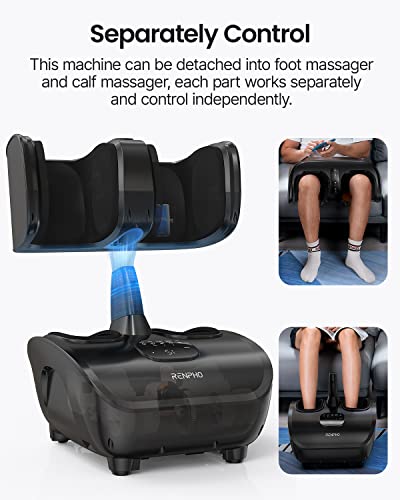 RENPHO Foot & Calf Massager, Smart Foot Massager Machine with App, Foot Massager for Plantar Fasciitis with Remote, Shiatsu Foot Massager, Electric Foot Massager with Heat, for Foot, Calf, Arm, Thigh