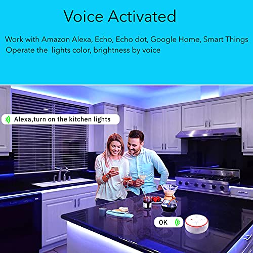 Smart Under Cabinet Lighting Strip Lights White & Color Changing Dimmable Work with Alexa Google Smart Thing Phone App, RGB Multi Colored Lamp for Kitchen Counter Light Fixture (6 Lights Bar Kit)