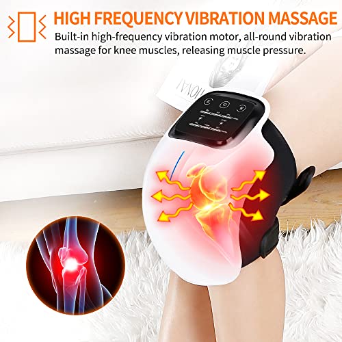 Fippurk Knee Massager with Heat and Kneading for Pain Relie，Infrared Heated Vibration Physiotherapy for Arthritis Massager，Cramps and Joint Warmer Rechargeable LED Display