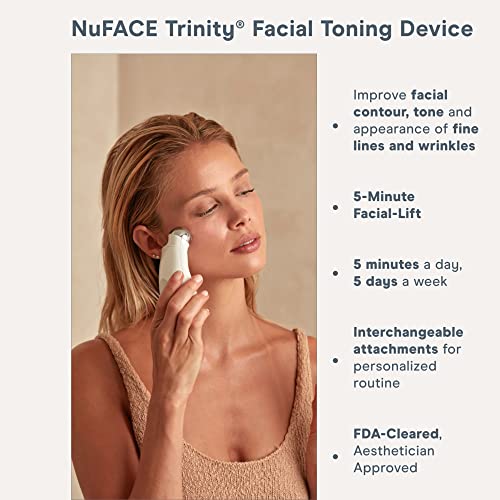 NuFACE Trinity Starter Kit - Facial Toning Device with Hydrating Leave-On Gel Primer | Wrinkles, Contour, Professional | 2 Fl Oz