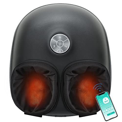 Medcursor Foot Massager with Heat, Shiatsu Deep Kneading Machine, Multi Air Compression Intensity, Smart APP Mobile Remote Control and Foot Massage Relax for Home and Office Use