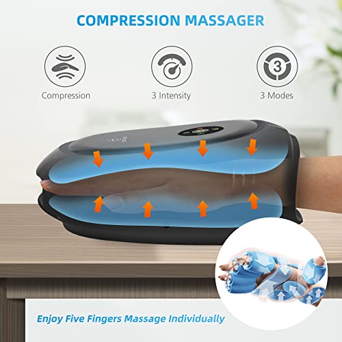 COMFIER Smart Hand Massager Machine,APP Control,Hand Massage with Heat and Compression,Massager for Arthristis,Carpal Tunnel,Hand Wrist Finger Massager,3 Heat Levels&3 Intensities,Gifts for Women,Men…