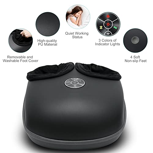 Medcursor Foot Massager with Heat, Shiatsu Deep Kneading Machine, Multi Air Compression Intensity, Smart APP Mobile Remote Control and Foot Massage Relax for Home and Office Use