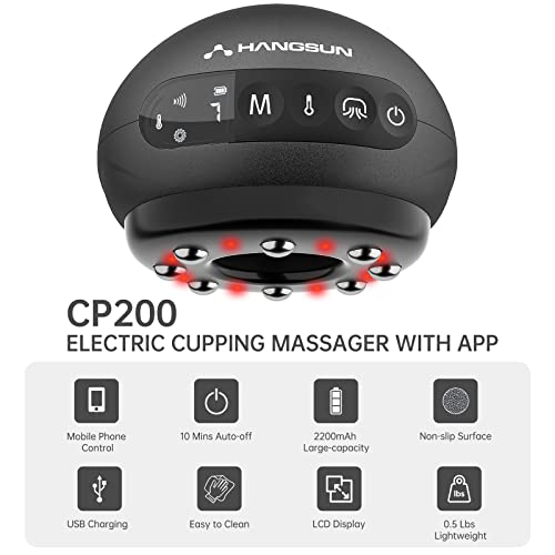 Hangsun Electric Cupping Massager with APP - The All-New CP200 Smart Cupping Therapy Set with Red Light Therapy, 7 Suction Levels, 3 Temperature Settings, and 2Gua Sha Massager Modes…