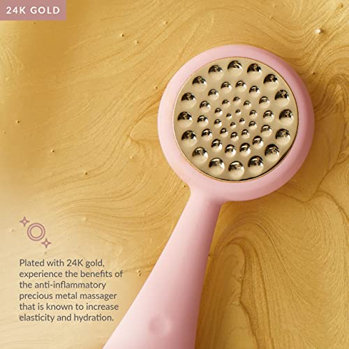 PMD Clean Pro Gold - Smart Facial Cleansing Device with Silicone Brush & 24K Gold ActiveWarmth Anti-Aging Massager - Waterproof - SonicGlow Vibration - Clear Pores & Blackheads