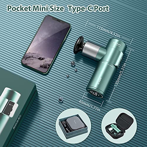 Sportneer Mini 3 Massage Gun, Pocket-Sized LCD Screen Smart Massager Gun, Deep Tissue Electric Back Massager, Portable Percussion Muscle Body Massager Gun, Ultra Small & Quiet (with Adjustable Handle)