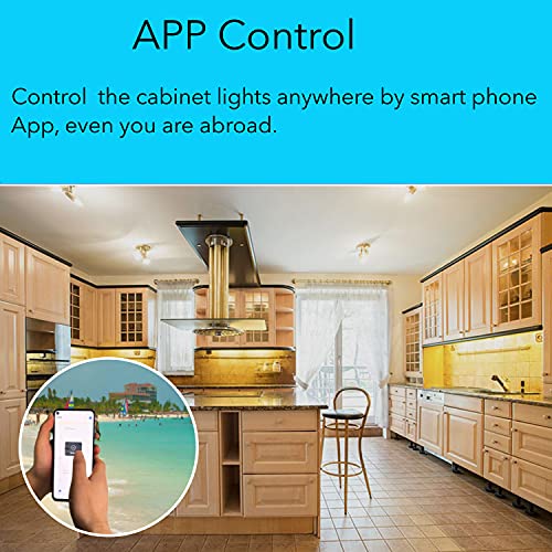 Smart Under Cabinet Lighting Strip Lights White & Color Changing Dimmable Work with Alexa Google Smart Thing Phone App, RGB Multi Colored Lamp for Kitchen Counter Light Fixture (6 Lights Bar Kit)