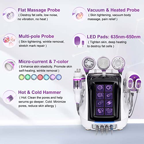 OUWALD 9 in 1 Body Machine - Beauty Machine with Version 2.5 Flat Probe Vacuum Body Massager Microcurrent Skin Care Tools Equipment for Home SPA and Beauty Salon Use, 110V (US)