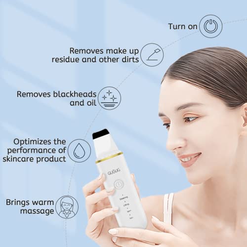 GUGUG Skin Scrubber Face Spatula, Skin Spatula Pore Cleaner Blackhead Remover Tools for Facial Deep Cleansing-4 Modes,White