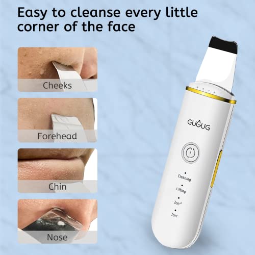 GUGUG Skin Scrubber Face Spatula, Skin Spatula Pore Cleaner Blackhead Remover Tools for Facial Deep Cleansing-4 Modes,White