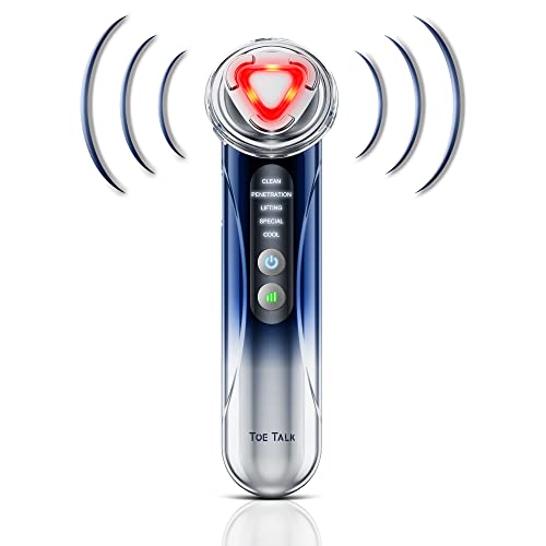 Radio Frequency Facial Machine - 5 in 1 Home Anti-Aging Skin Tightening Rejuvenation Skin Care Device, Light Therapy for Wrinkles Lifting High Frequency Face Massager with EMS