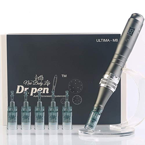 Dr. Pen Ultima M8 Professional Microneedling Pen - Wireless Derma Auto Pen - Amazing Skin Care Tool Kit for Face and Body - 6 Cartridges (3pcs 16pin + 3pcs 36pin)