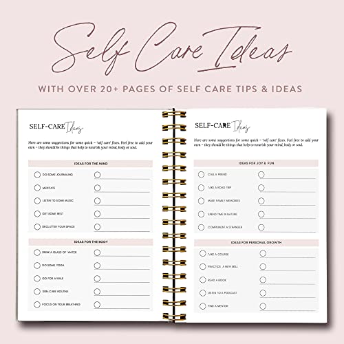 Daily Self Care Journal for Women - A5, Wellness Journal with Prompts - Goal Journal for Happiness,Mindfulness,Productivity & Personal Development - Reduce Stress & Improve Mental Heath - Pink
