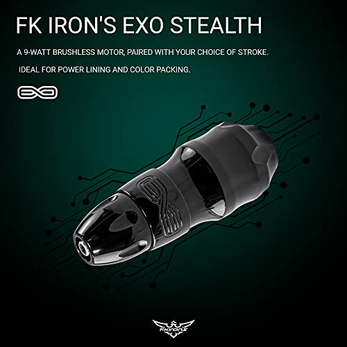 FK Irons - EXO Shadow Camo + 2 PowerBolts 4.0mm Stroke - Rotary Tattoo Machine Pen with RCA Wired & Wireless Connection, Includes 2 PowerBolts Tattoo Battery Power Supply
