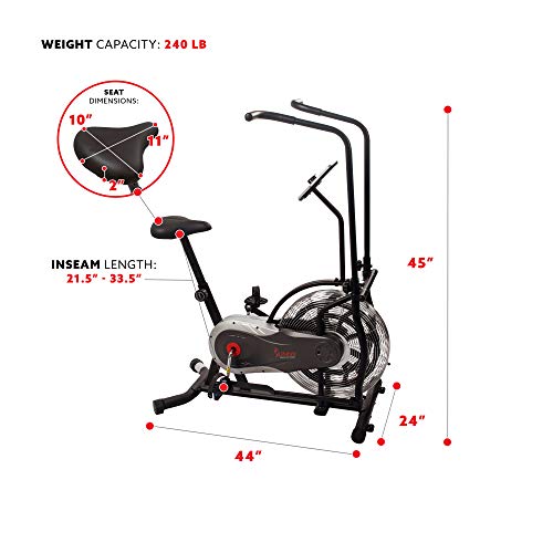 Sunny Health & Fitness Zephyr Air Bike, Fan Exercise Bike with Unlimited Resistance and Device Mount - SF-B2715, Black