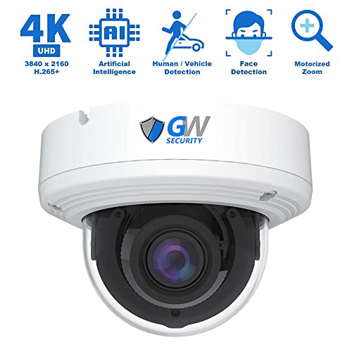 GW Security 16 Channel NVR 4K 8MP PoE 2.8-12mm Varifocal Zoom Security Camera System with 16 x 4K 8MP IP Microphone Waterproof Smart AI Dome Camera, Face Recognition/Human/Vehicle Detection