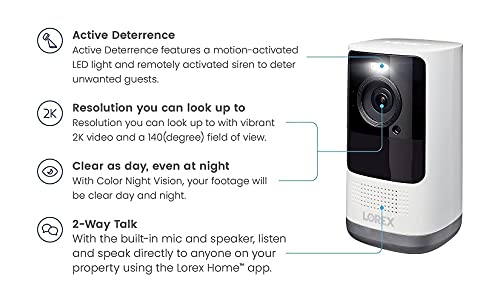 Lorex Smart Home Security Center with 2K Battery Operated Cameras and Range Extender