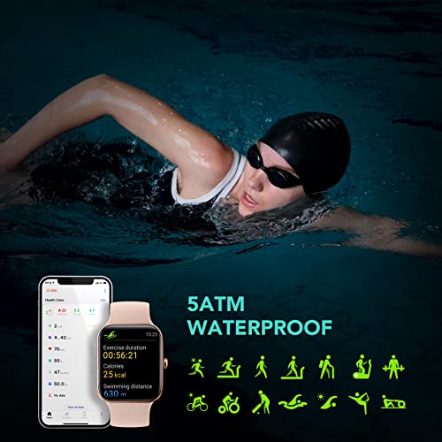 Women's 5ATM Waterproof Fitness Smartwatch - V7 Pink
