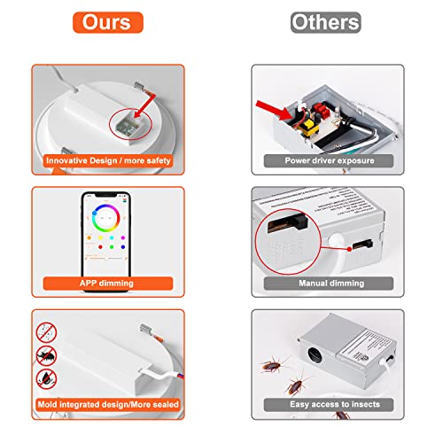 SikSog Smart Recessed Lighting 4 Inch Color Changing 12W LED Downlight, 1000 Lumen Recessed Ceiling Light, RGB & Cool White 5000K Dimmable by Bluetooth Control - 12 Pack